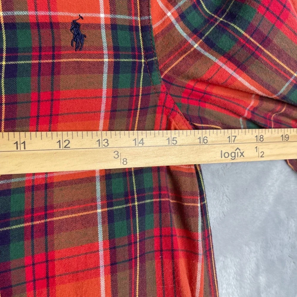 Ralph Lauren Plaid Dress Girls 14 Multi Color Ruffle Preppy Long‎ Sleeve Holiday